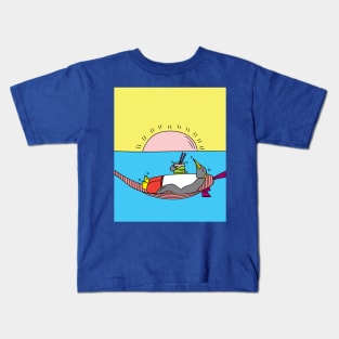 Penguin Summer Sunset Vacation Kids T-Shirt